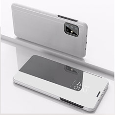 Funda de Cuero Cartera con Soporte Espejo Carcasa ZL1 para Samsung Galaxy A51 4G Plata