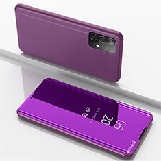 Funda de Cuero Cartera con Soporte Espejo Carcasa ZL1 para Samsung Galaxy A52 5G Purpura Claro
