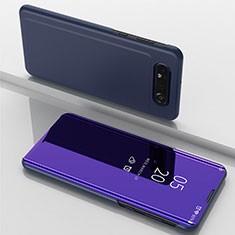 Funda de Cuero Cartera con Soporte Espejo Carcasa ZL1 para Samsung Galaxy A80 Morado