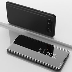 Funda de Cuero Cartera con Soporte Espejo Carcasa ZL1 para Samsung Galaxy A80 Negro