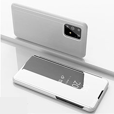 Funda de Cuero Cartera con Soporte Espejo Carcasa ZL1 para Samsung Galaxy A91 Plata