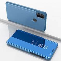 Funda de Cuero Cartera con Soporte Espejo Carcasa ZL1 para Samsung Galaxy M21 Azul