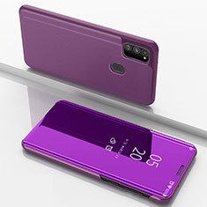 Funda de Cuero Cartera con Soporte Espejo Carcasa ZL1 para Samsung Galaxy M30s Purpura Claro