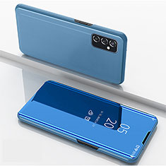 Funda de Cuero Cartera con Soporte Espejo Carcasa ZL1 para Samsung Galaxy M52 5G Azul