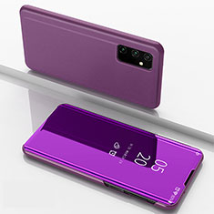 Funda de Cuero Cartera con Soporte Espejo Carcasa ZL1 para Samsung Galaxy Quantum2 5G Purpura Claro