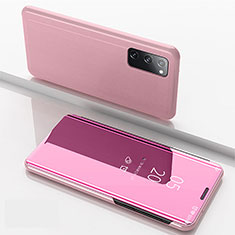 Funda de Cuero Cartera con Soporte Espejo Carcasa ZL1 para Samsung Galaxy S20 Oro Rosa