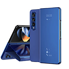 Funda de Cuero Cartera con Soporte Espejo Carcasa ZL1 para Samsung Galaxy Z Fold3 5G Azul