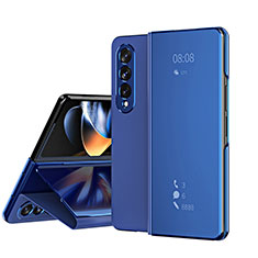 Funda de Cuero Cartera con Soporte Espejo Carcasa ZL1 para Samsung Galaxy Z Fold4 5G Azul