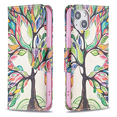 Funda de Cuero Cartera con Soporte Flores Carcasa L02 para Apple iPhone 13 Multicolor