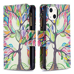 Funda de Cuero Cartera con Soporte Flores Carcasa L03 para Apple iPhone 13 Multicolor