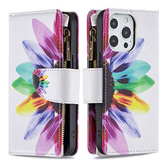 Funda de Cuero Cartera con Soporte Flores Carcasa para Apple iPhone 13 Pro Vistoso