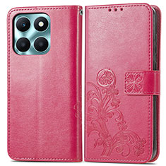 Funda de Cuero Cartera con Soporte Flores Carcasa para Huawei Honor X6a Rosa Roja