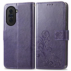 Funda de Cuero Cartera con Soporte Flores Carcasa para Huawei Nova 10 Morado