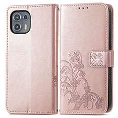 Funda de Cuero Cartera con Soporte Flores Carcasa para Motorola Moto Edge 20 Lite 5G Rosa