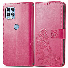 Funda de Cuero Cartera con Soporte Flores Carcasa para Motorola Moto Edge S 5G Rojo