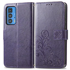 Funda de Cuero Cartera con Soporte Flores Carcasa para Motorola Moto Edge S Pro 5G Morado