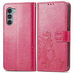 Funda de Cuero Cartera con Soporte Flores Carcasa para Motorola Moto Edge S30 5G Rojo