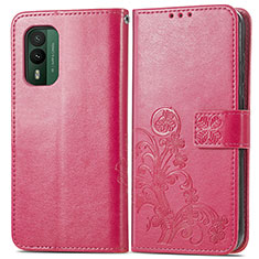 Funda de Cuero Cartera con Soporte Flores Carcasa para Nokia XR21 Rosa Roja