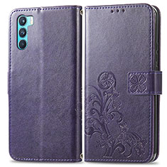 Funda de Cuero Cartera con Soporte Flores Carcasa para Oppo K9 Pro 5G Morado