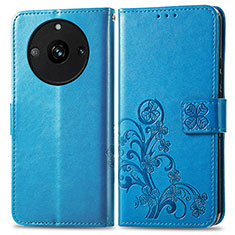 Funda de Cuero Cartera con Soporte Flores Carcasa para Realme Narzo 60 5G Azul