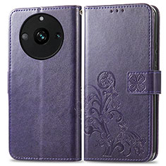 Funda de Cuero Cartera con Soporte Flores Carcasa para Realme Narzo 60 Pro 5G Morado