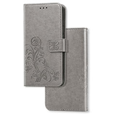 Funda de Cuero Cartera con Soporte Flores Carcasa para Samsung Galaxy A21 Gris