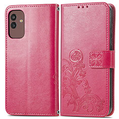 Funda de Cuero Cartera con Soporte Flores Carcasa para Samsung Galaxy M13 5G Rojo