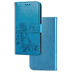 Funda de Cuero Cartera con Soporte Flores Carcasa para Samsung Galaxy S20 Plus Azul