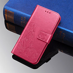 Funda de Cuero Cartera con Soporte Flores Carcasa para Samsung Galaxy S22 Plus 5G Rojo