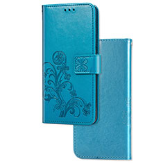 Funda de Cuero Cartera con Soporte Flores Carcasa para Sony Xperia 1 Azul