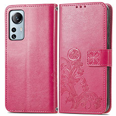 Funda de Cuero Cartera con Soporte Flores Carcasa para Xiaomi Mi 12 Lite 5G Rojo