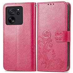 Funda de Cuero Cartera con Soporte Flores Carcasa para Xiaomi Mi 13T Pro 5G Rosa Roja
