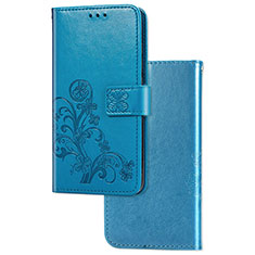 Funda de Cuero Cartera con Soporte Flores Carcasa para Xiaomi Mi Note 10 Lite Azul