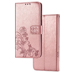 Funda de Cuero Cartera con Soporte Flores Carcasa para Xiaomi Redmi Note 9T 5G Rosa