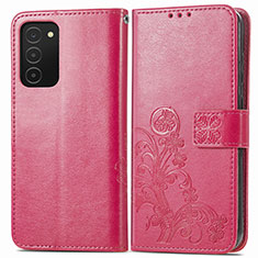 Funda de Cuero Cartera con Soporte Flores Carcasa S01D para Samsung Galaxy M02s Rosa Roja