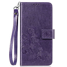 Funda de Cuero Cartera con Soporte Flores Carcasa S02D para Samsung Galaxy A20 Morado