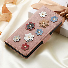 Funda de Cuero Cartera con Soporte Flores Carcasa S02D para Samsung Galaxy S22 5G Oro Rosa