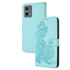 Funda de Cuero Cartera con Soporte Flores Carcasa Y01X para Motorola Moto G 5G (2023) Azul Claro