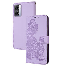 Funda de Cuero Cartera con Soporte Flores Carcasa Y01X para OnePlus Nord N300 5G Morado