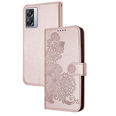 Funda de Cuero Cartera con Soporte Flores Carcasa Y01X para OnePlus Nord N300 5G Oro Rosa