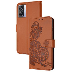 Funda de Cuero Cartera con Soporte Flores Carcasa Y01X para Oppo A77 5G Marron