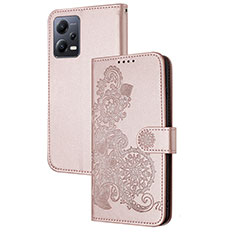 Funda de Cuero Cartera con Soporte Flores Carcasa Y01X para Xiaomi Poco X5 5G Oro Rosa