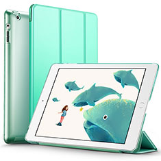 Funda de Cuero Cartera con Soporte L01 para Apple iPad 2 Verde