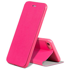 Funda de Cuero Cartera con Soporte L01 para Apple iPhone SE (2020) Rosa Roja