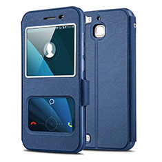 Funda de Cuero Cartera con Soporte L01 para Huawei Enjoy 5S Azul