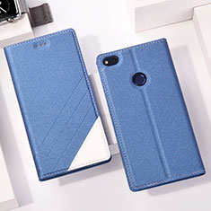 Funda de Cuero Cartera con Soporte L01 para Huawei GR3 (2017) Azul