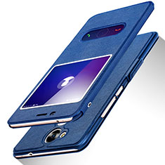 Funda de Cuero Cartera con Soporte L01 para Huawei Honor 6C Pro Azul