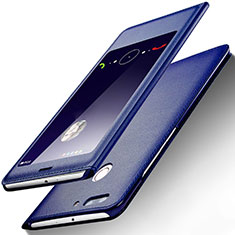 Funda de Cuero Cartera con Soporte L01 para Huawei Honor V9 Azul
