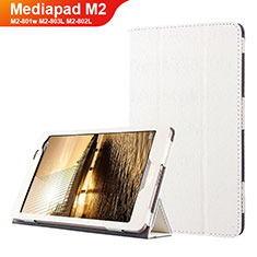 Funda de Cuero Cartera con Soporte L01 para Huawei Mediapad M2 8 M2-801w M2-803L M2-802L Blanco