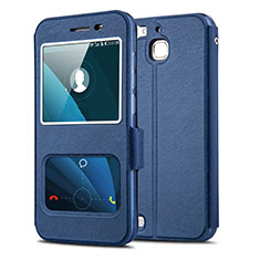 Funda de Cuero Cartera con Soporte L01 para Huawei P8 Lite Smart Azul